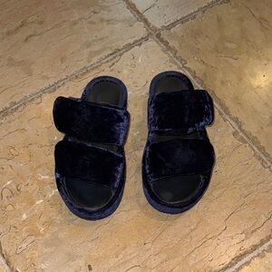 Dries Van Noten Midnight Blue Velvet Clogs